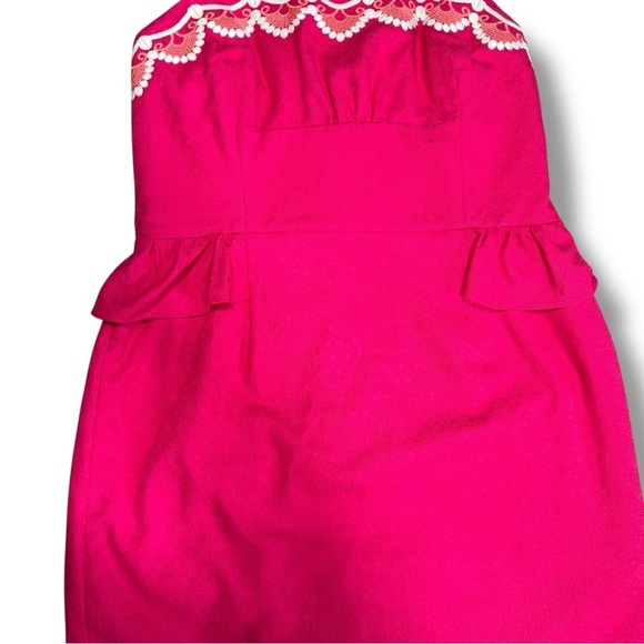 Lilly Pulitzer Maybell Peplum Embroidered Dress in Azalea Pink Size 12 - Picture 4 of 16